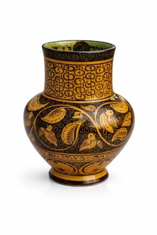 Selçuklu Stilize Doğa ve Kuş Desenli Sarı Maşrapa