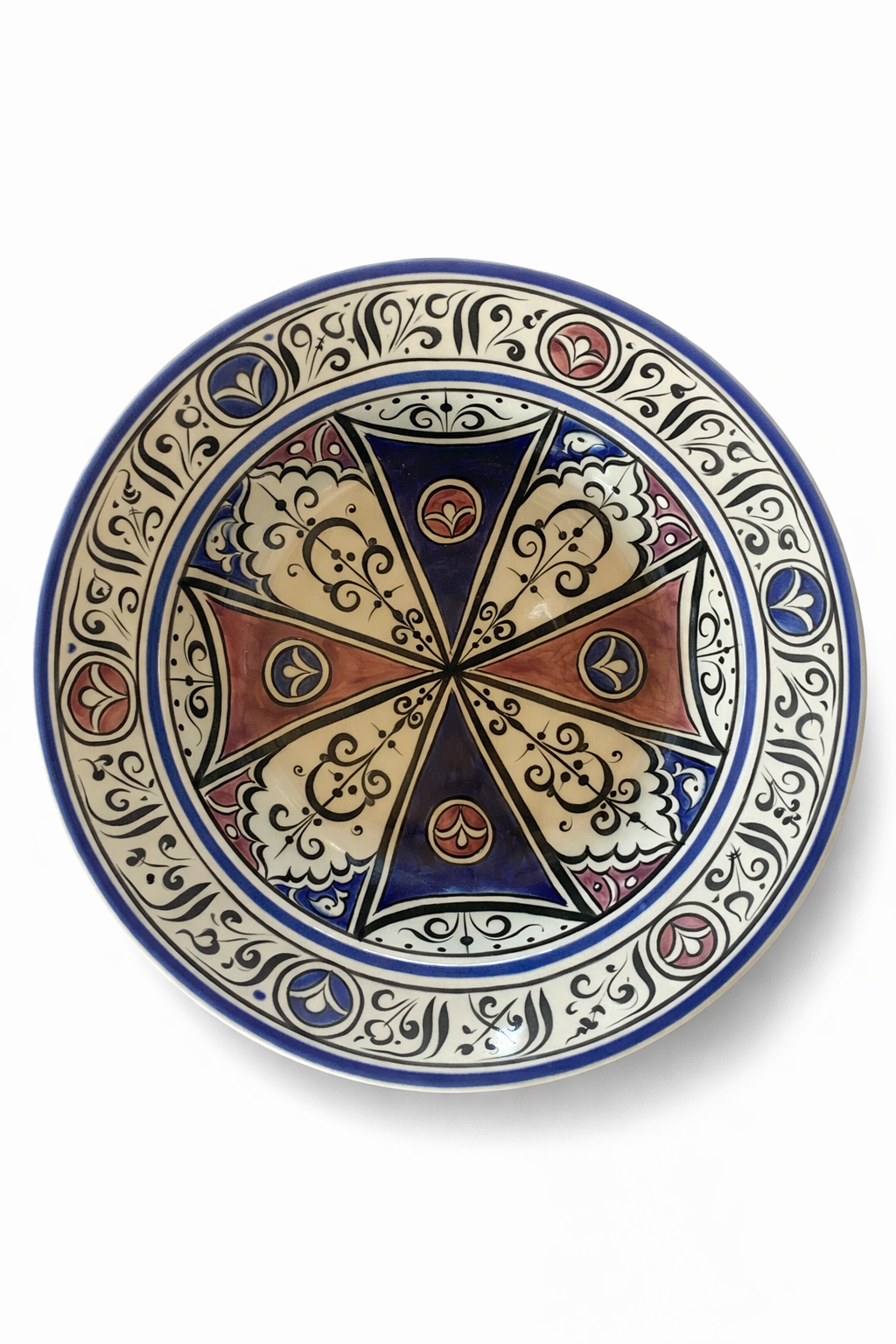 Selçuklu Stilize Çiçek ve Geometrik Motifli Kase 19 cm