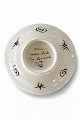 Selçuklu Stilize Kuş ve Çiçek Motifli Kase 19 cm