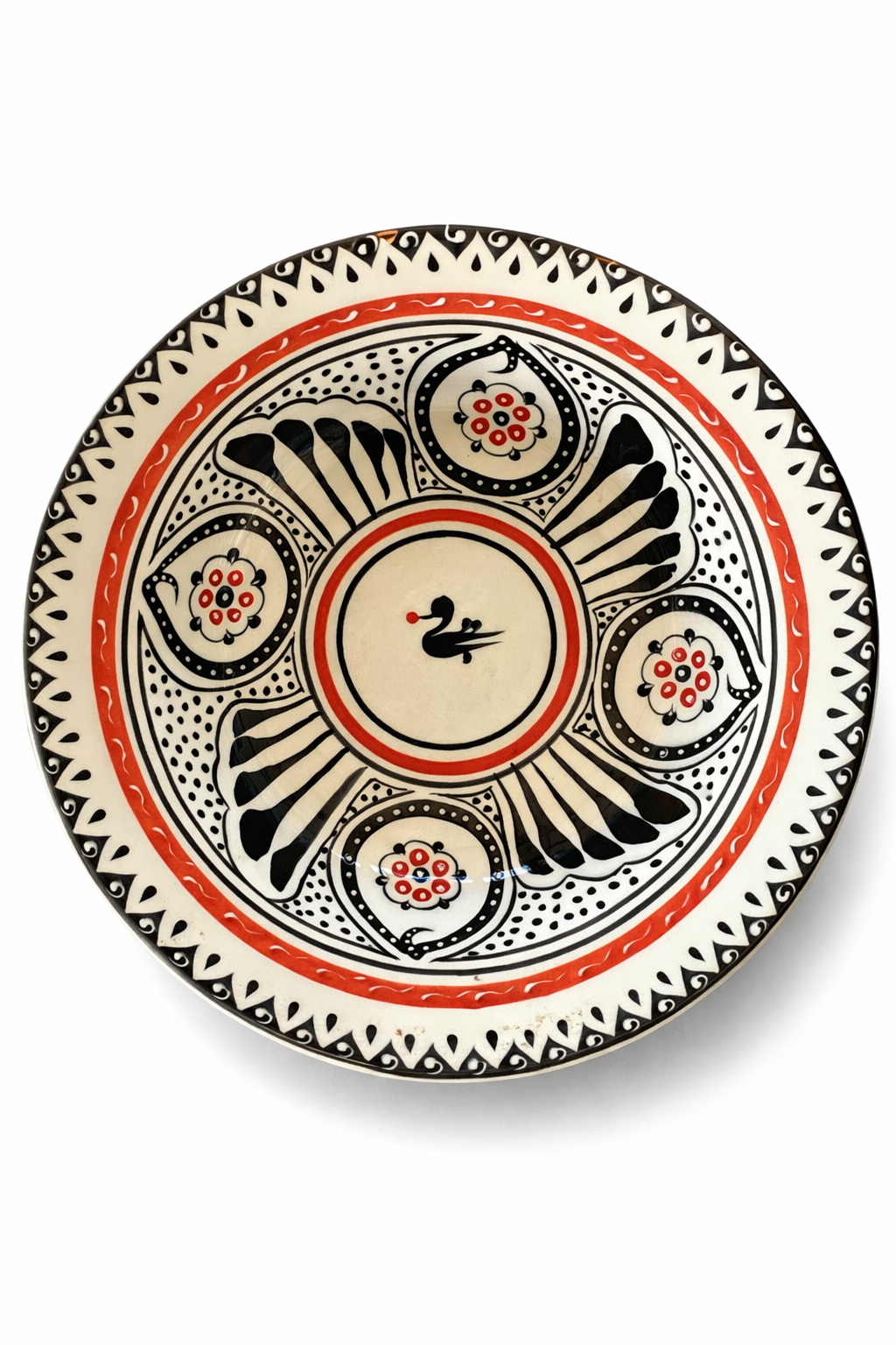 Selçuklu Stilize Kuş ve Çiçek Motifli Kase 19 cm