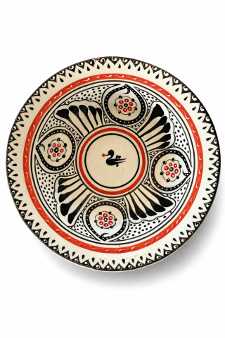 Selçuklu Stilize Kuş ve Çiçek Motifli Kase 19 cm