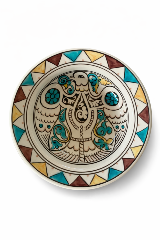 Selçuklu Stilize Kartal Motifli Kase 19 cm