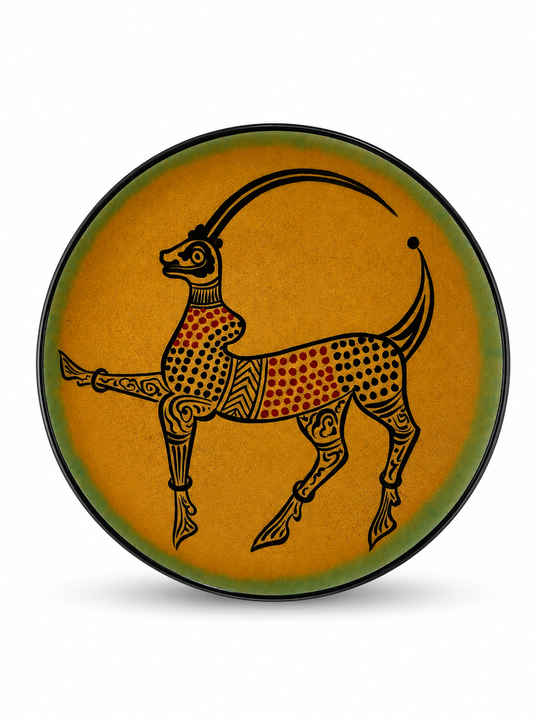 Selçuklu Keçi Desenli Kenarsız Tabak (19cm)