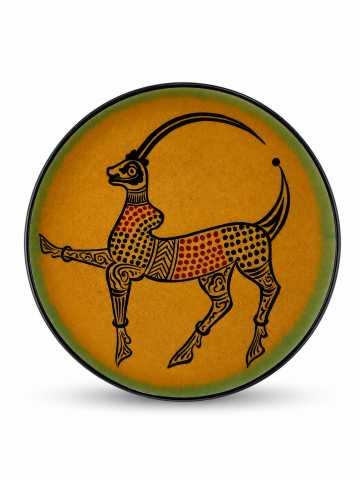 Selçuklu Keçi Desenli Kenarsız Tabak (19cm)